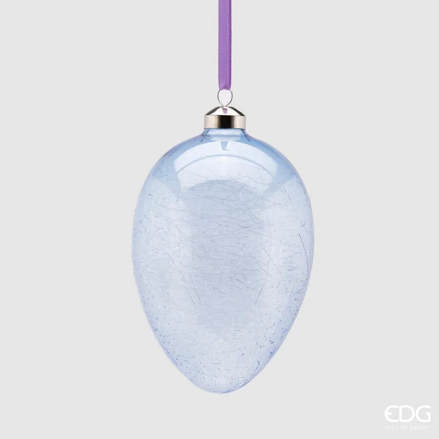 EDG Enzo De Gasperi Glass Egg Decoration H 13.5 Cm D 9.5 Cm Lavender