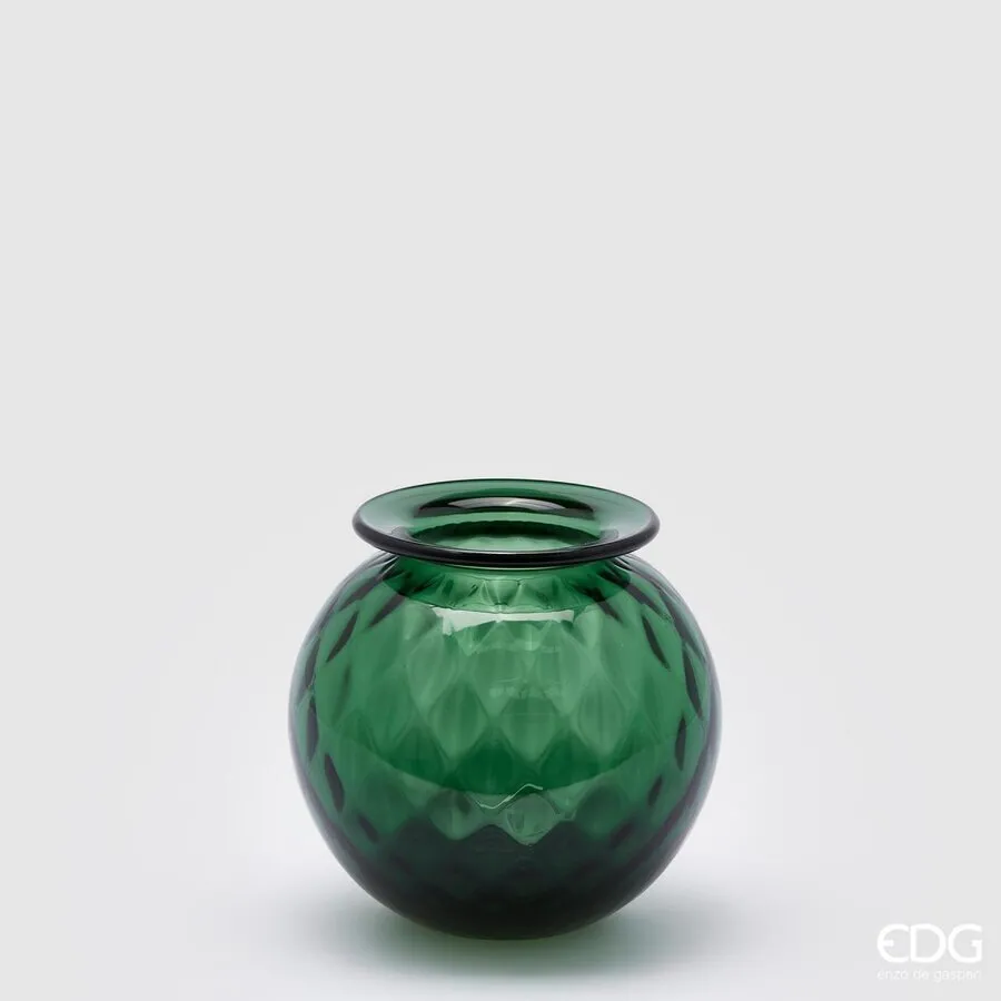 EDG Enzo De Gasperi Opium Glass Vase H 14 Cm D 15 Cm Dark Green