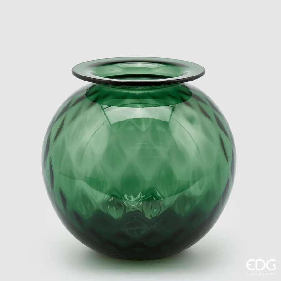 EDG Enzo De Gasperi Opium Glass Vase H 24 Cm D 25 Cm Dark Green