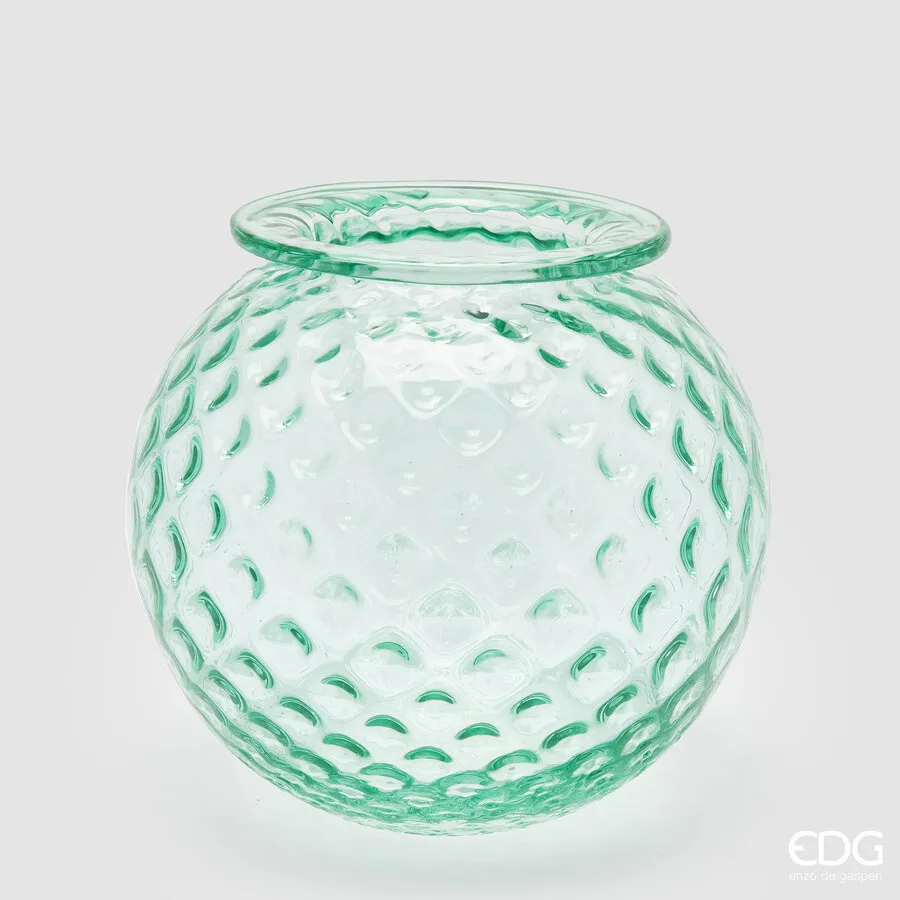 EDG Enzo De Gasperi Opium Glass Vase H 24 Cm D 25 Cm Turquoise