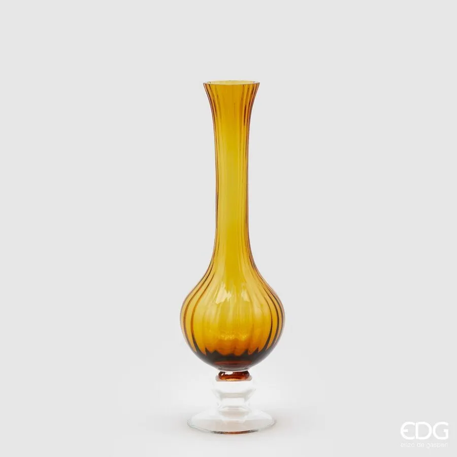 EDG Enzo De Gasperi Long Neck Vase Stripes H 40 Cm D 13 Cm Amber Gift