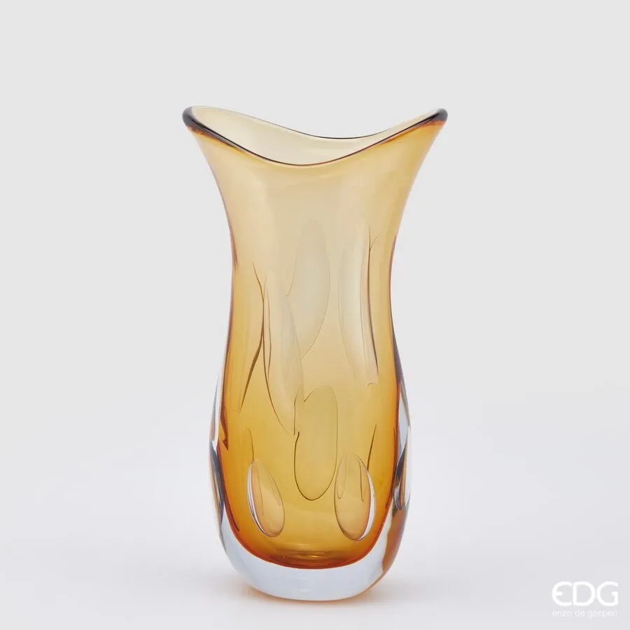 EDG Enzo De Gasperi Fluxus Flared Glass Vase H 37 Cm Amber Gift Box