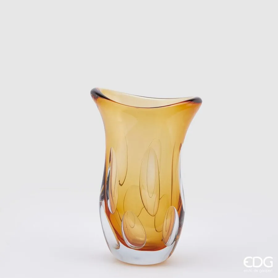 EDG Enzo De Gasperi Fluxus Vase Flared Glass H 30 Cm Amber Gift Box