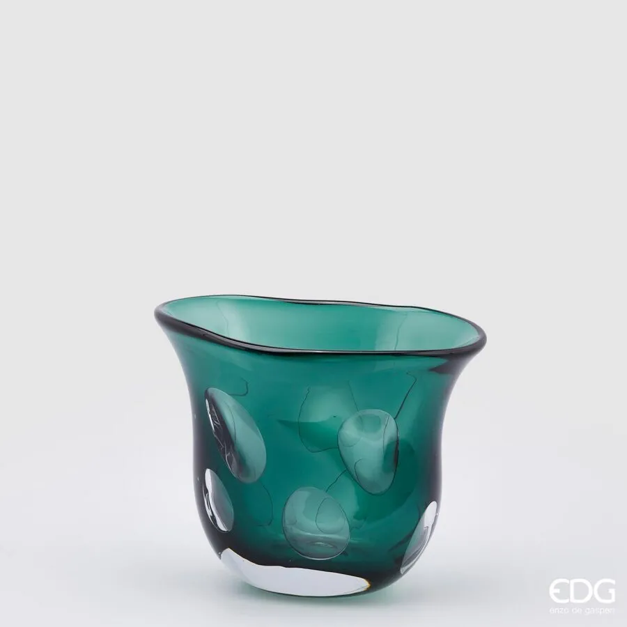 EDG Enzo De Gasperi Fluxus Vase Flared Glass H 23 Cm Gift Box Green