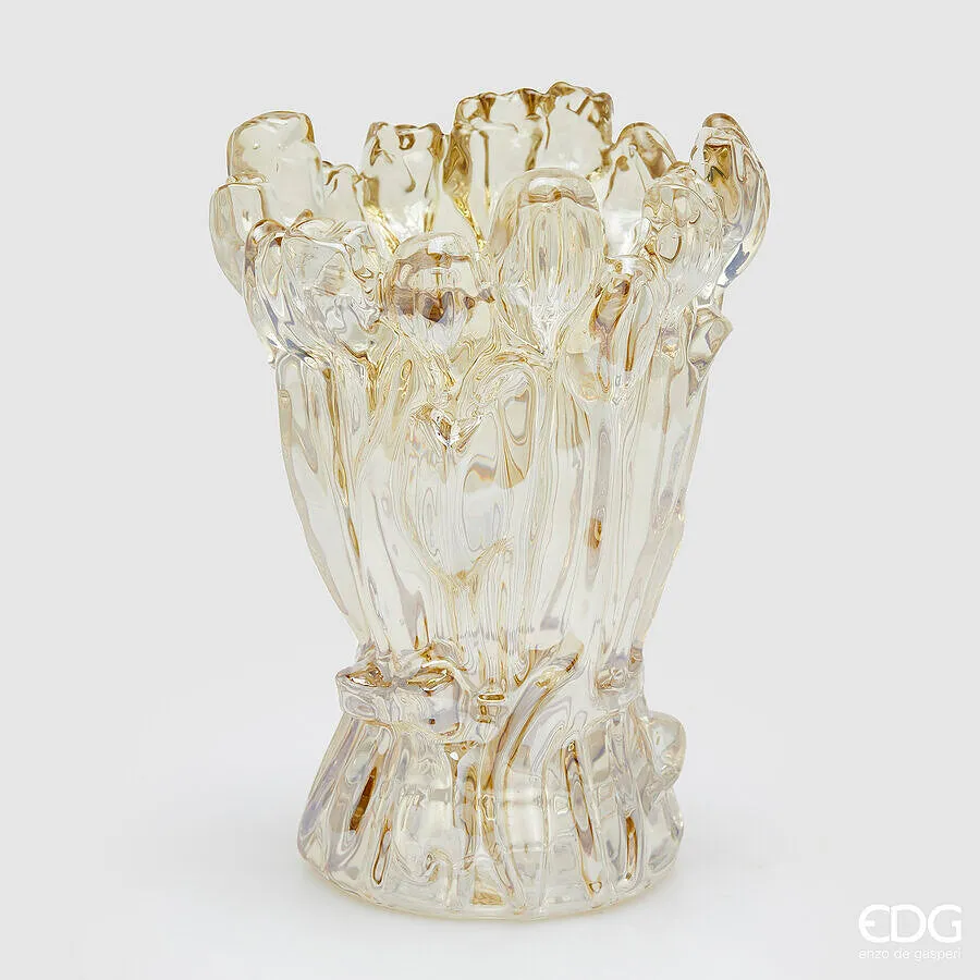 EDG Enzo De Gasperi Tulip Vase H 30 Cm D 22 Cm Glass White Box Yellow