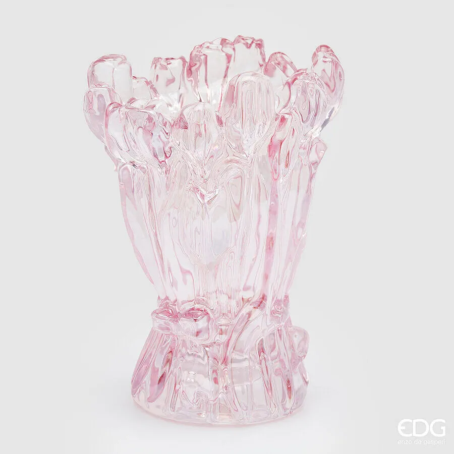 EDG Enzo De Gasperi Tulip Vase H 30 Cm D 22 Cm Glass White Box Pink