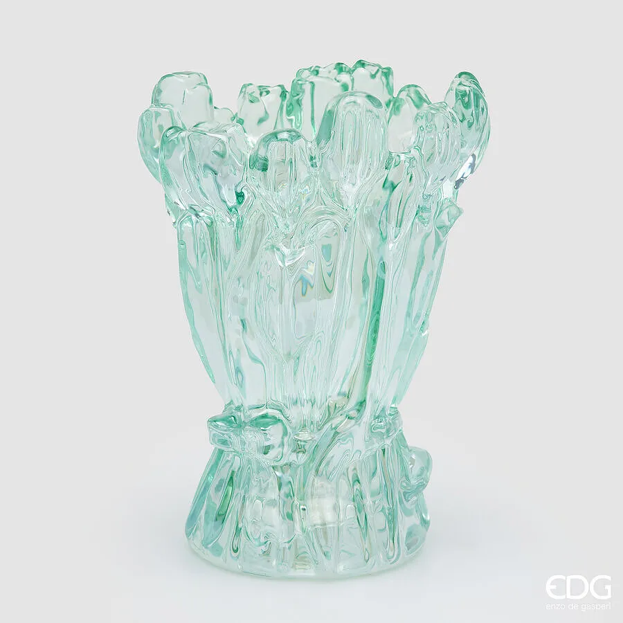 EDG Enzo De Gasperi Tulip Vase H 30 Cm D 22 Cm Glass White Box Green