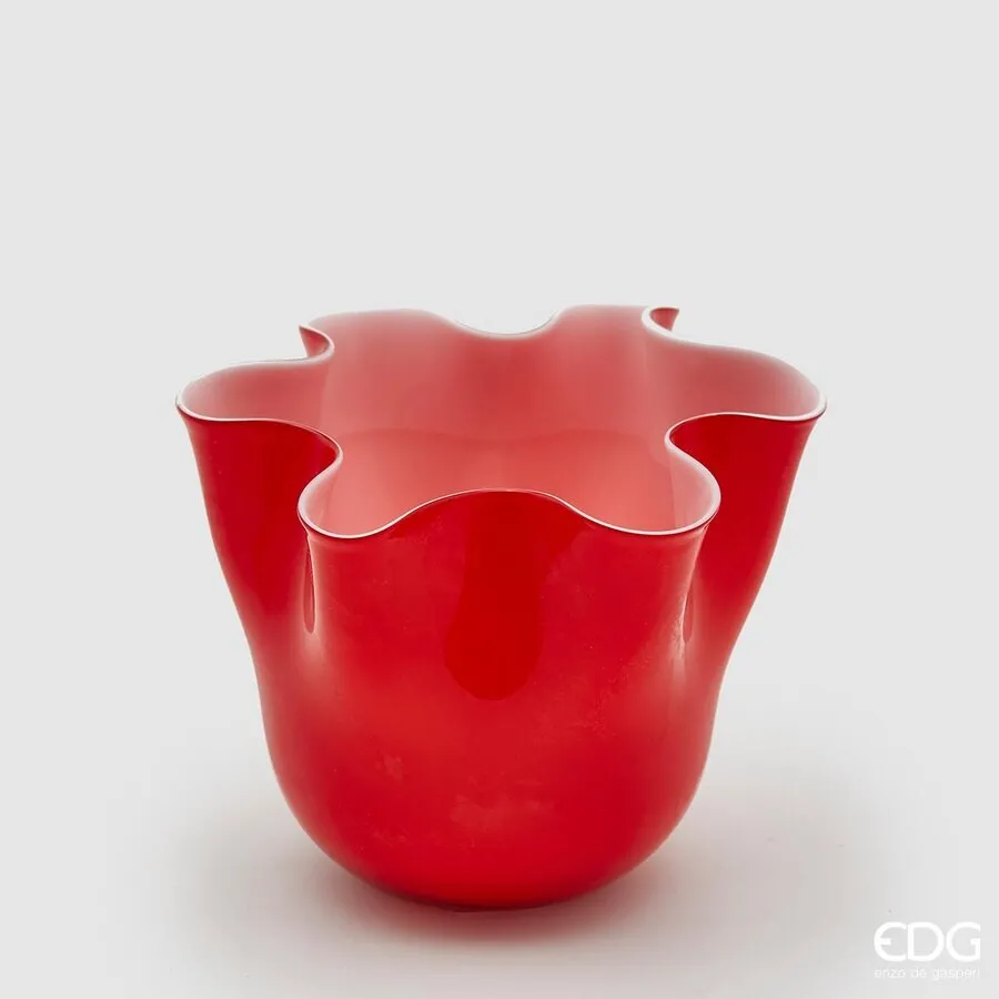 EDG Enzo De Gasperi Vase Drappo Glass H 18 Cm D 21 Cm Red