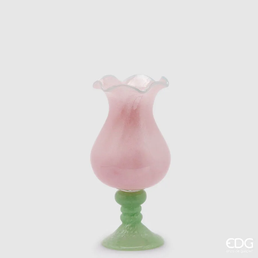 EDG Enzo De Gasperi Tulip Vase with Foot H 30 Cm D 15.5 Cm Pink