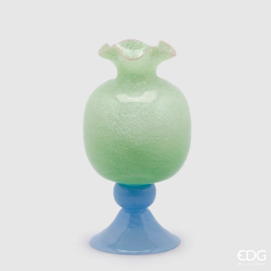 EDG Enzo De Gasperi Tulip Vase with Foot H 36 Cm D 20 Cm Light Green