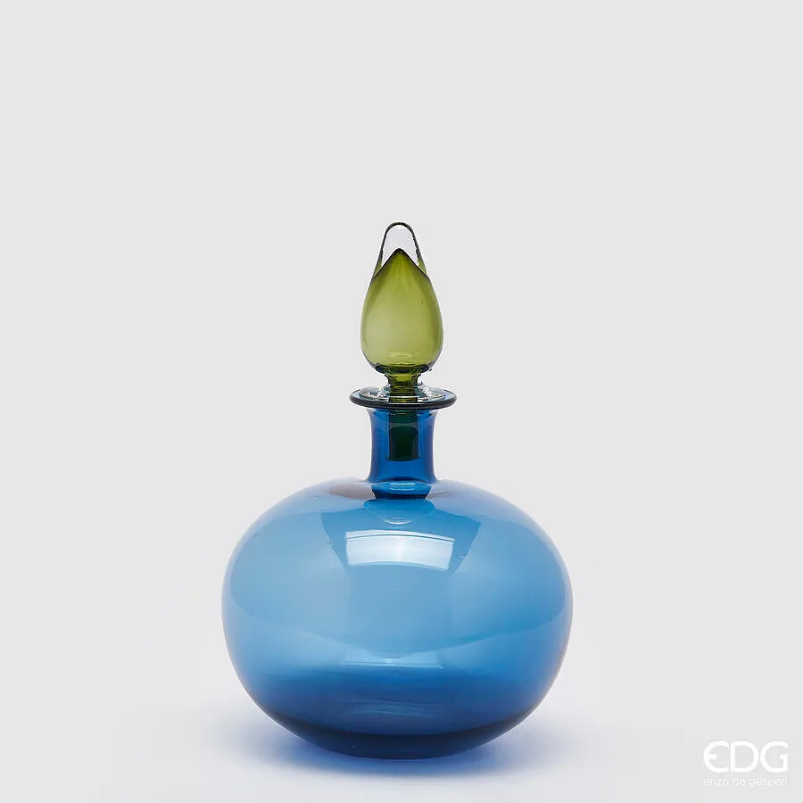 EDG Enzo De Gasperi Vase with Cap H 38 Cm D 25 Cm White Box with Blue