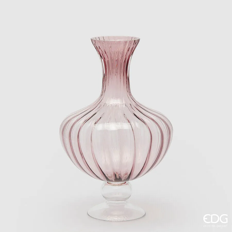 EDG Enzo De Gasperi Vase Amphora Stripes H 40 Cm D 26 Cm Glass Antique
