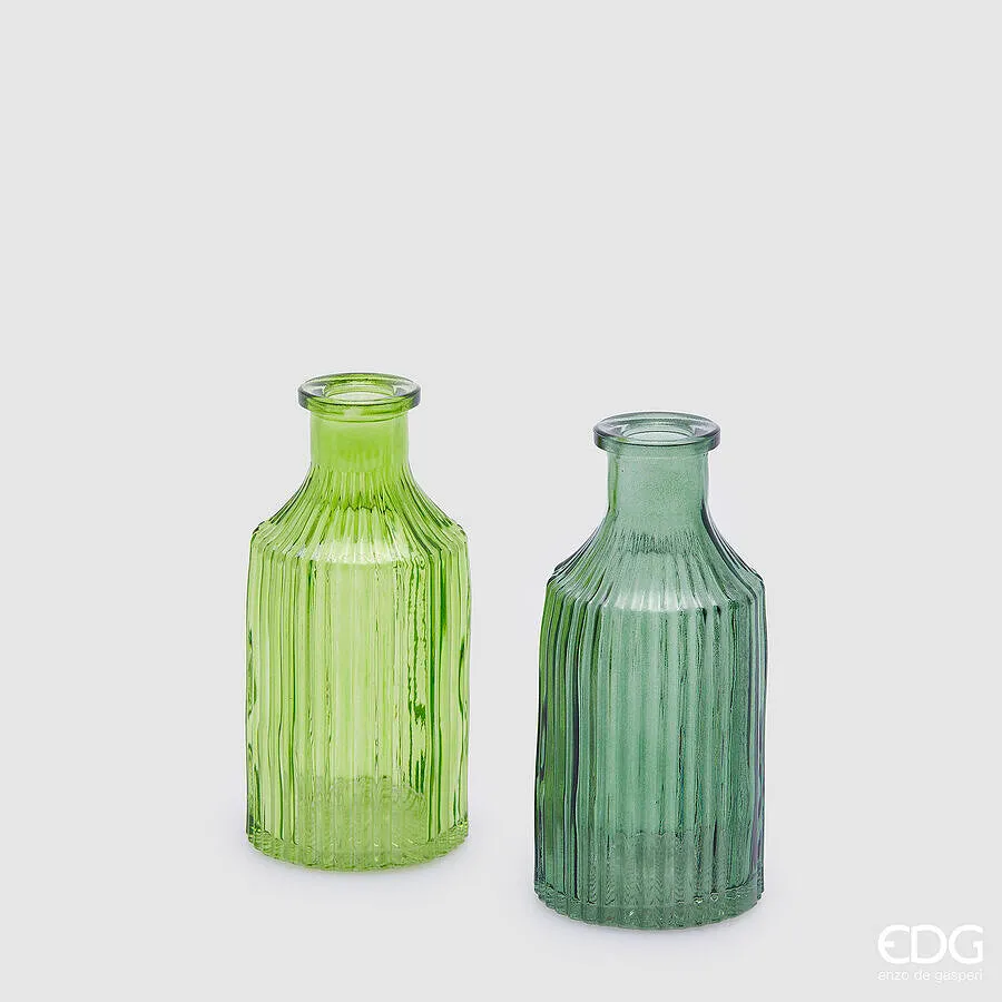 EDG Enzo De Gasperi Vase Bottle H 15 Cm D 7 Cm 2 Assorted Green 1 Pc