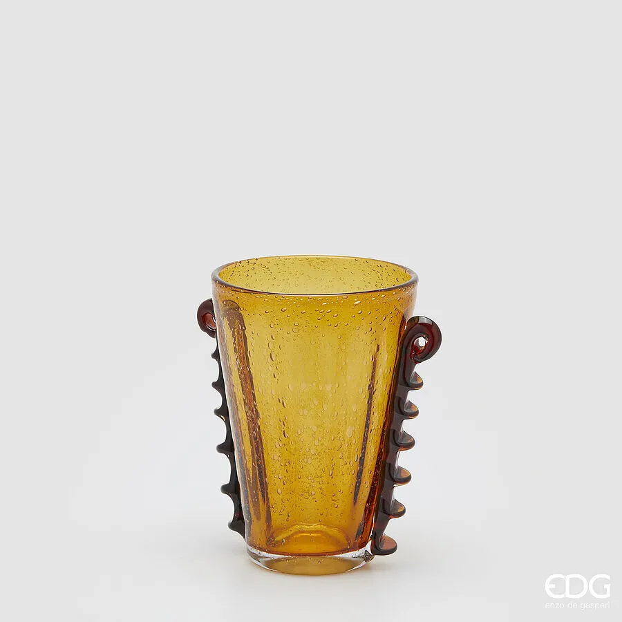 EDG Enzo De Gasperi Corinth Flared Vase H 24 Cm L 23 Cm L 17 Cm Amber