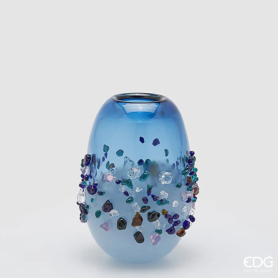 EDG Enzo De Gasperi Oval Gem Vase H 25 Cm L 18 Cm L 15 Cm Light Blue G