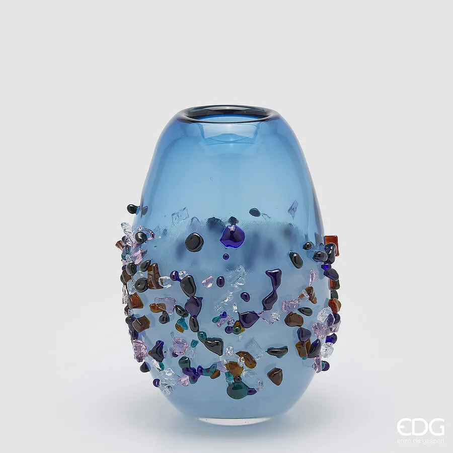 EDG Enzo De Gasperi Oval Gem Vase H 29 Cm L 21 Cm L 17 Cm Light Blue G