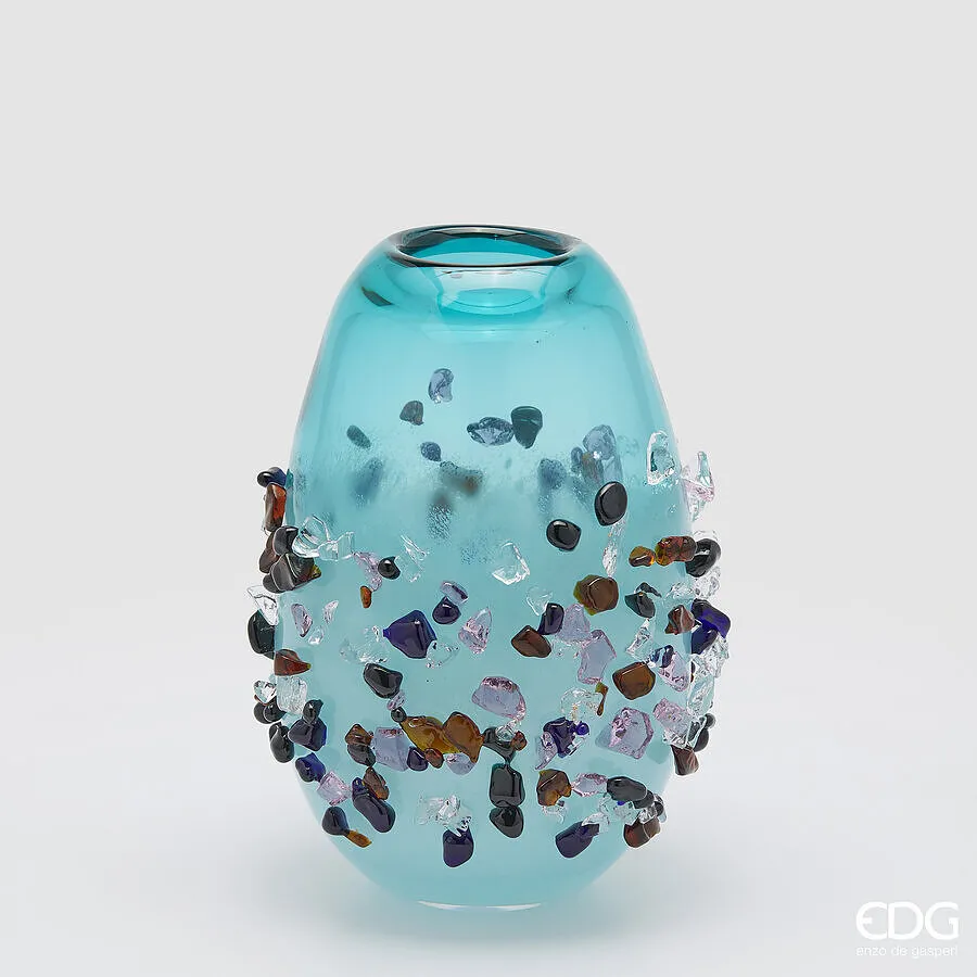 EDG Enzo De Gasperi Oval Gem Vase H 29 Cm L 21 Cm L 17 Cm Turquoise Gl
