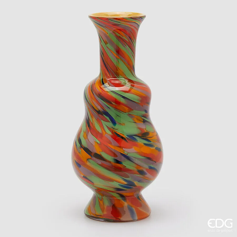 EDG Enzo De Gasperi Macula Vase Bottle H 46.5 Cm D 21.5 Cm Glass Orang