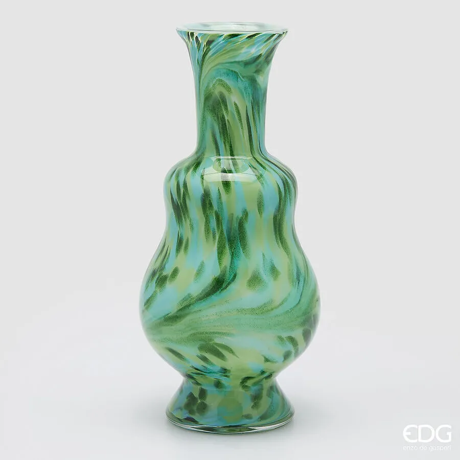 EDG Enzo De Gasperi Macula Vase Bottle H 46.5 Cm D 21.5 Cm Glass Green