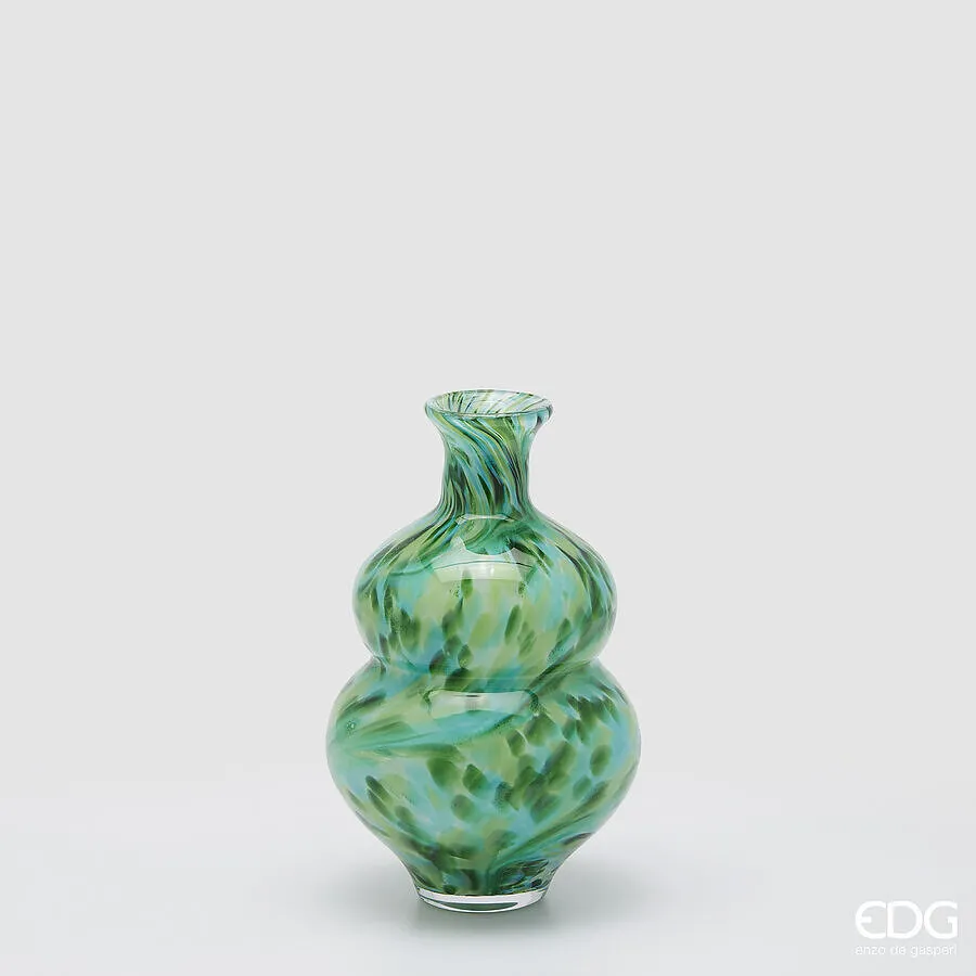 EDG Enzo De Gasperi Macula Vase Bottle H 27 Cm D 18 Cm Glass Green