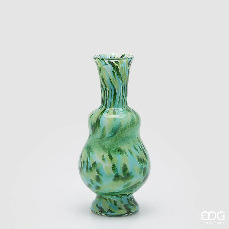 EDG Enzo De Gasperi Macula Vase Bottle H 37 Cm D 17.5 Cm Glass Green
