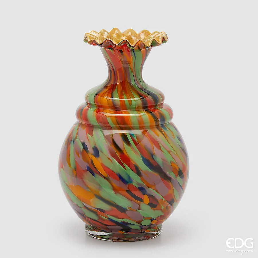 EDG Enzo De Gasperi Macula Vase Bottle H 37.5 Cm D 25.5 Cm Glass Orang
