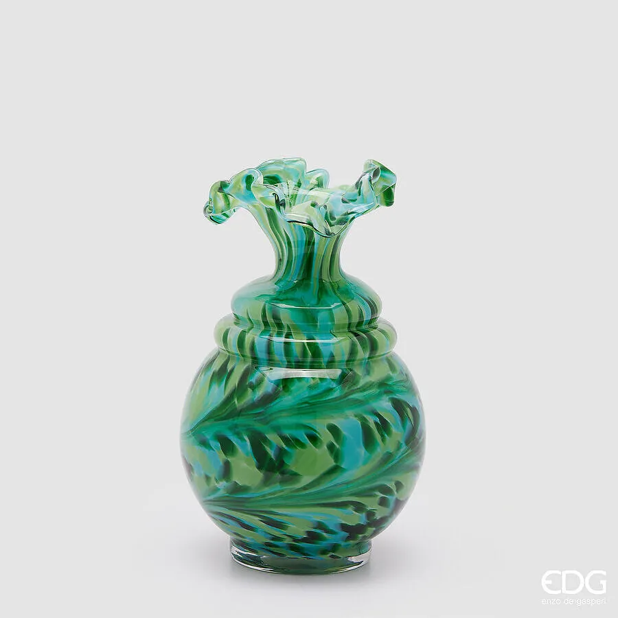 EDG Enzo De Gasperi Macula Vase Bottle H 31 Cm D 19 Cm Glass Green