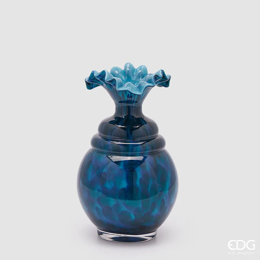 EDG Enzo De Gasperi Macula Vase Bottle H 31 Cm D 19 Cm Glass Blue