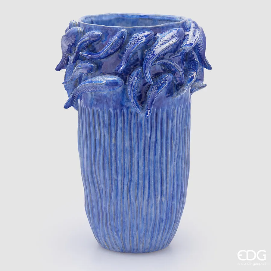 EDG Enzo De Gasperi Vase Chakra Carp Koi H 41 Cm D 27.5 Cm Waterproof