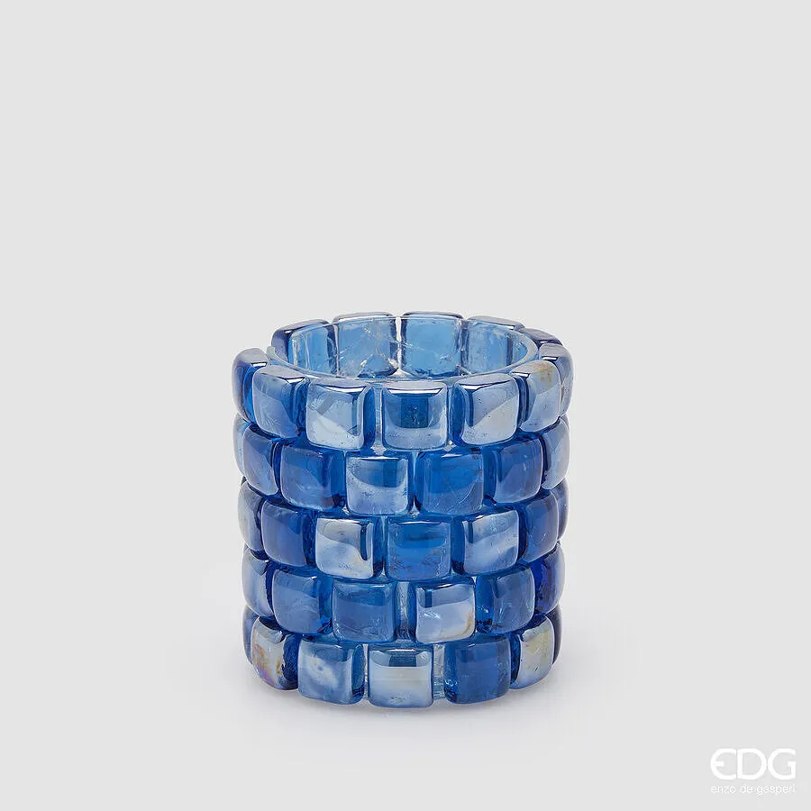 EDG Enzo De Gasperi Cylinder Gem Vase H 12.5 Cm D 13 Cm Blue 1 Pc