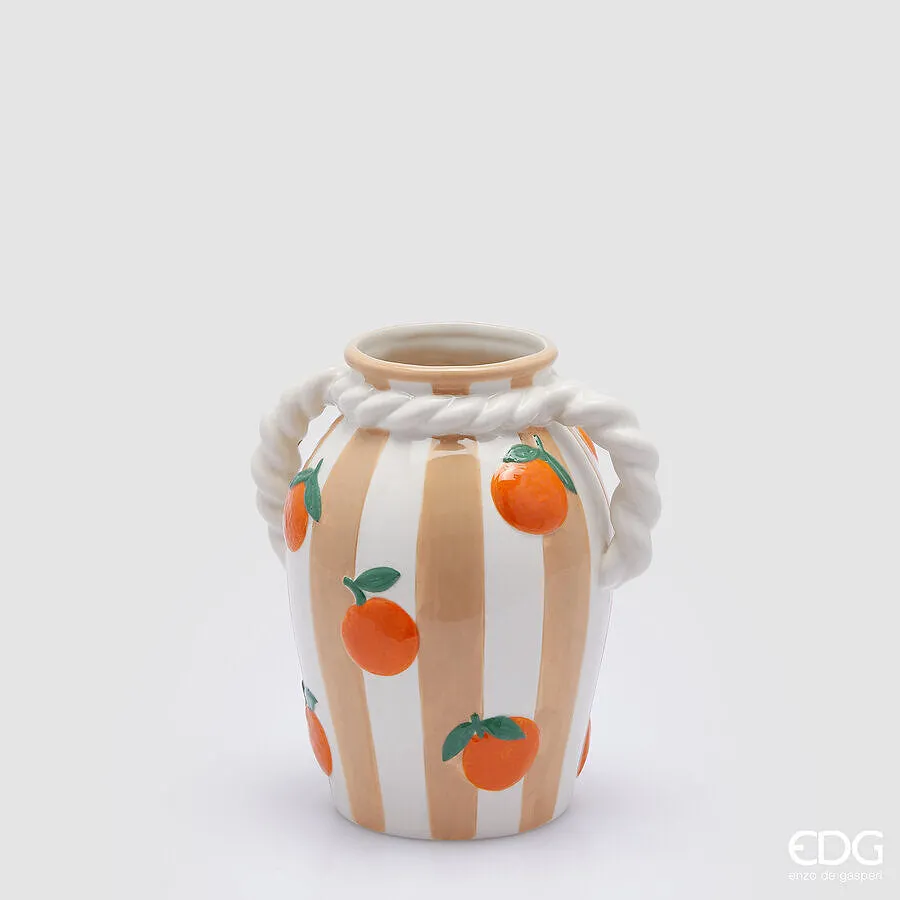 EDG Enzo De Gasperi Orange Vase H 22 D 16 Cm Ceramic Green Mix