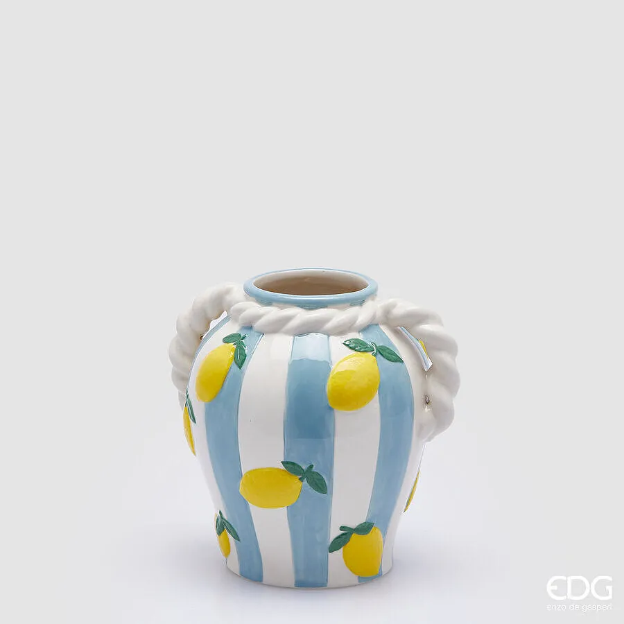 EDG Enzo De Gasperi Lemon Vase H 20 D 17 Cm Ceramic Yellow