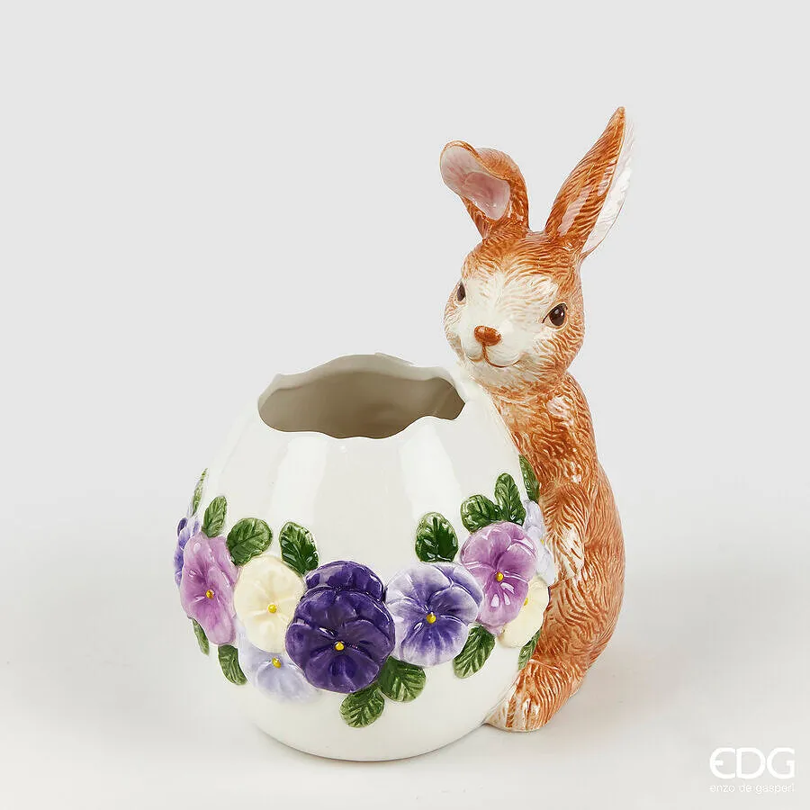 EDG Enzo De Gasperi Rabbit Egg Vase H 20 Cm L 13 Cm L 18 Cm White Brow