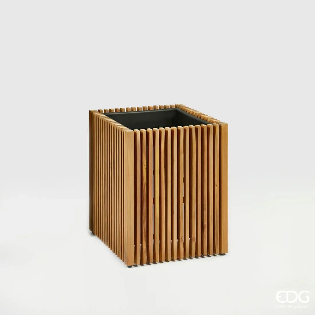 EDG Enzo De Gasperi Vase Square Acacia Wood Strips Brown 50 x 42 x 42