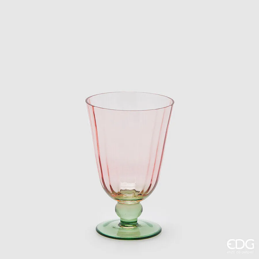 EDG Enzo De Gasperi Vase Stripes Cup with foot H 15 Cm D 10 Cm Green P