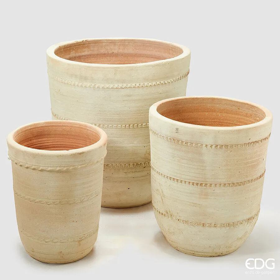 EDG Enzo De Gasperi Set 3 Pcs Round Terracotta Vase H 60 Cm H 47 Cm H