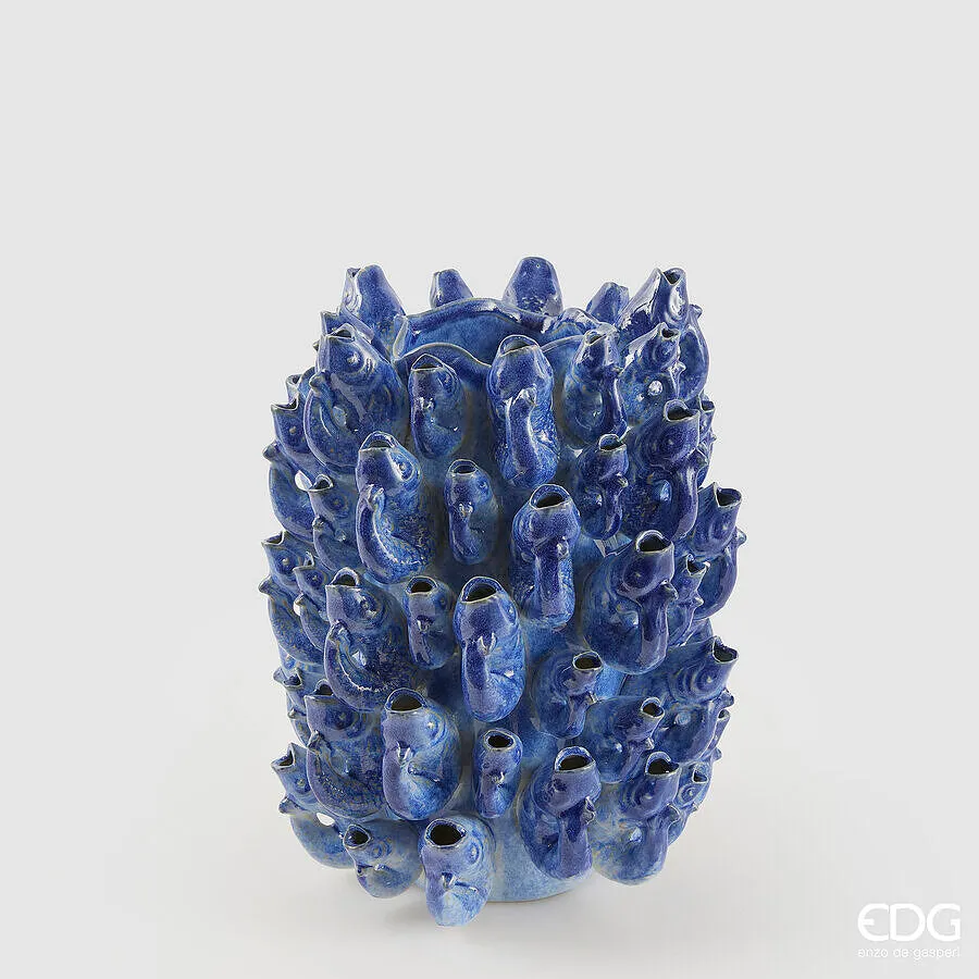 EDG Enzo De Gasperi Vase Chakra Fish H 32 Cm D 25 Cm Waterproof Blue