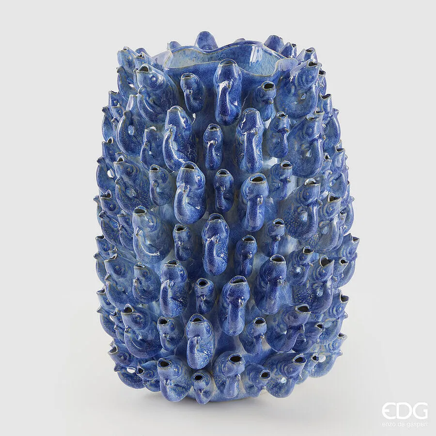 EDG Enzo De Gasperi Vase Chakra Fish H 47 Cm D 36 Cm Waterproof Blue