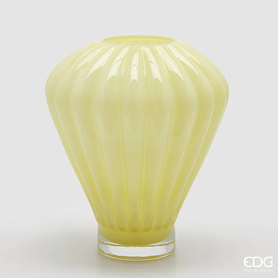 EDG Enzo De Gasperi Diamond Vase H 35 Cm D 30 Cm Glass Light Yellow