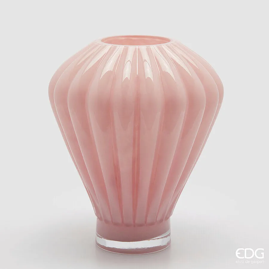 EDG Enzo De Gasperi Diamond Vase H 35 Cm D 30 Cm Pink Glass