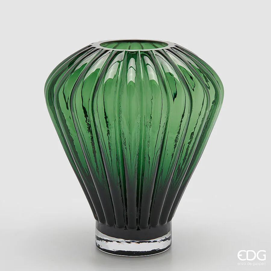 EDG Enzo De Gasperi Diamond Vase H 35 Cm D 30 Cm Gren Glass