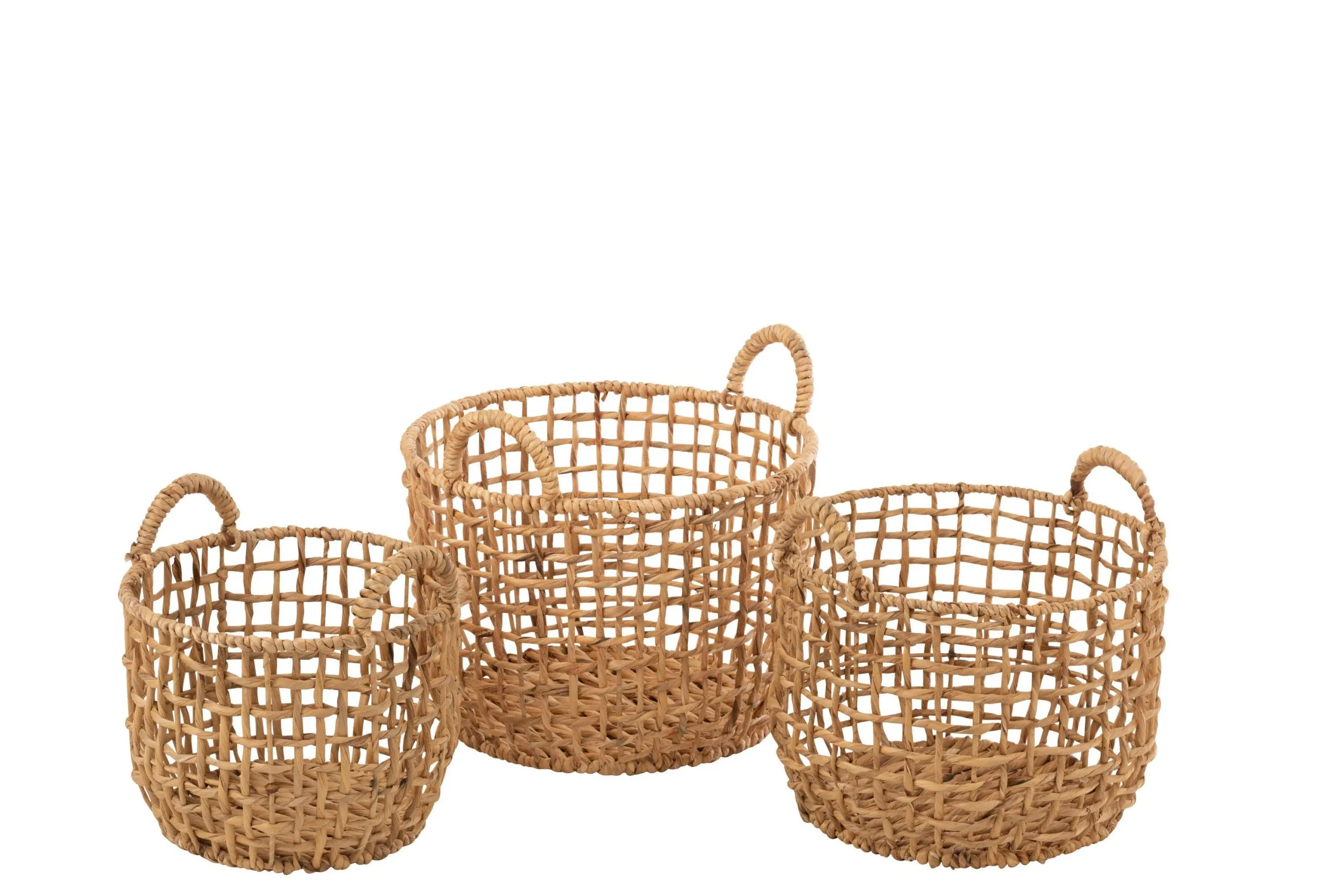 Set de 3 panier rond ouvert jacynthe d'eau naturel