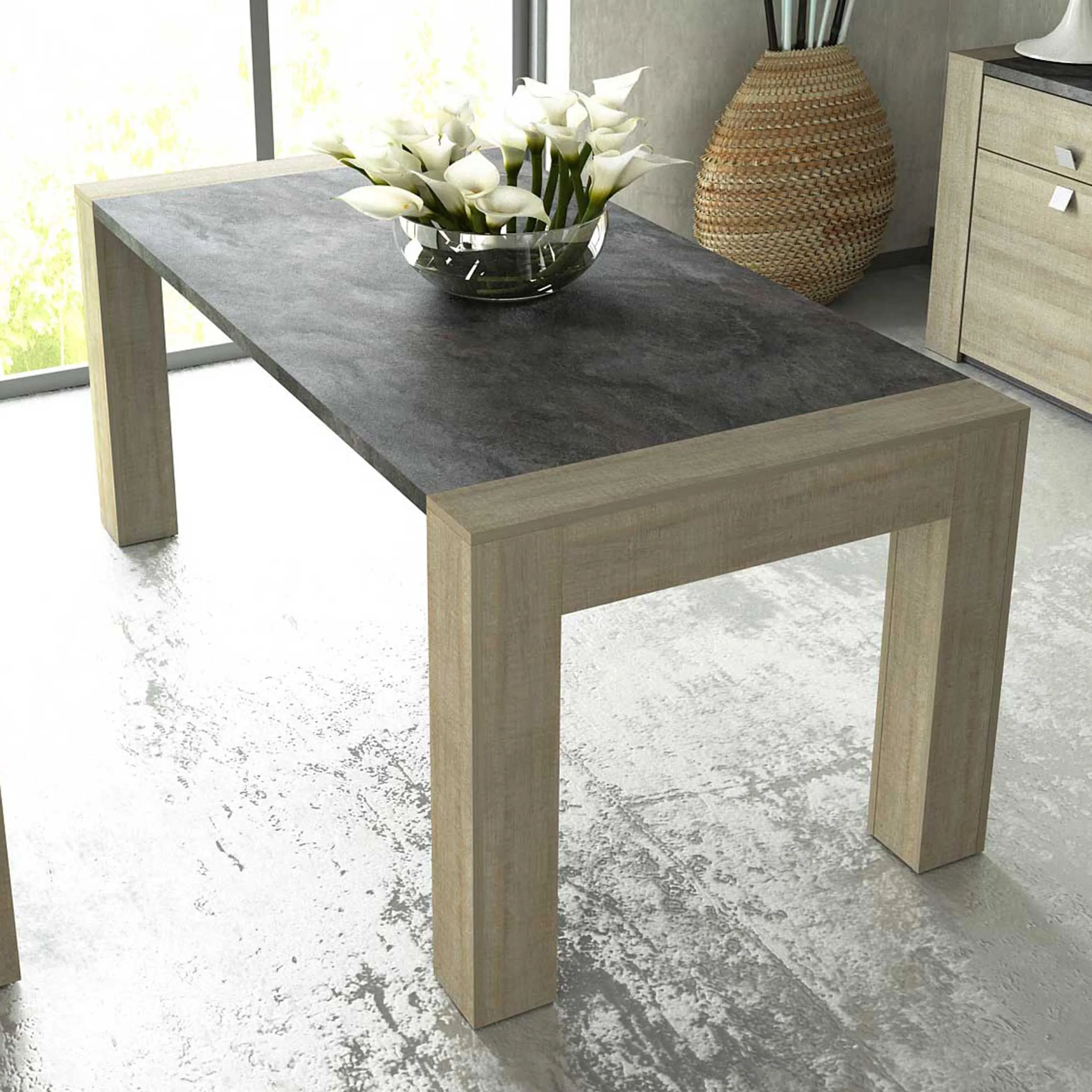 Table à manger Iris 180x90cm - gris béton