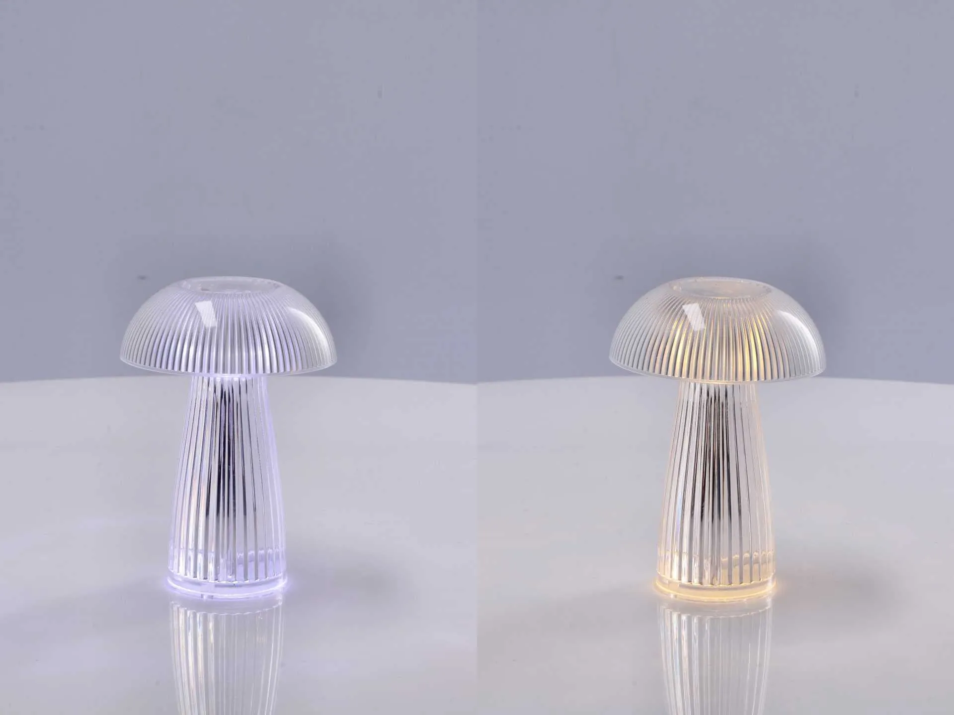 Italian Gift Mini Mushroom Table Lamp Ass. D 8.5 Cm H 12 Cm Transparen