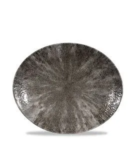 Plat ovale noir porcelaine vitrifiée 27x22 cm Stone Churchill