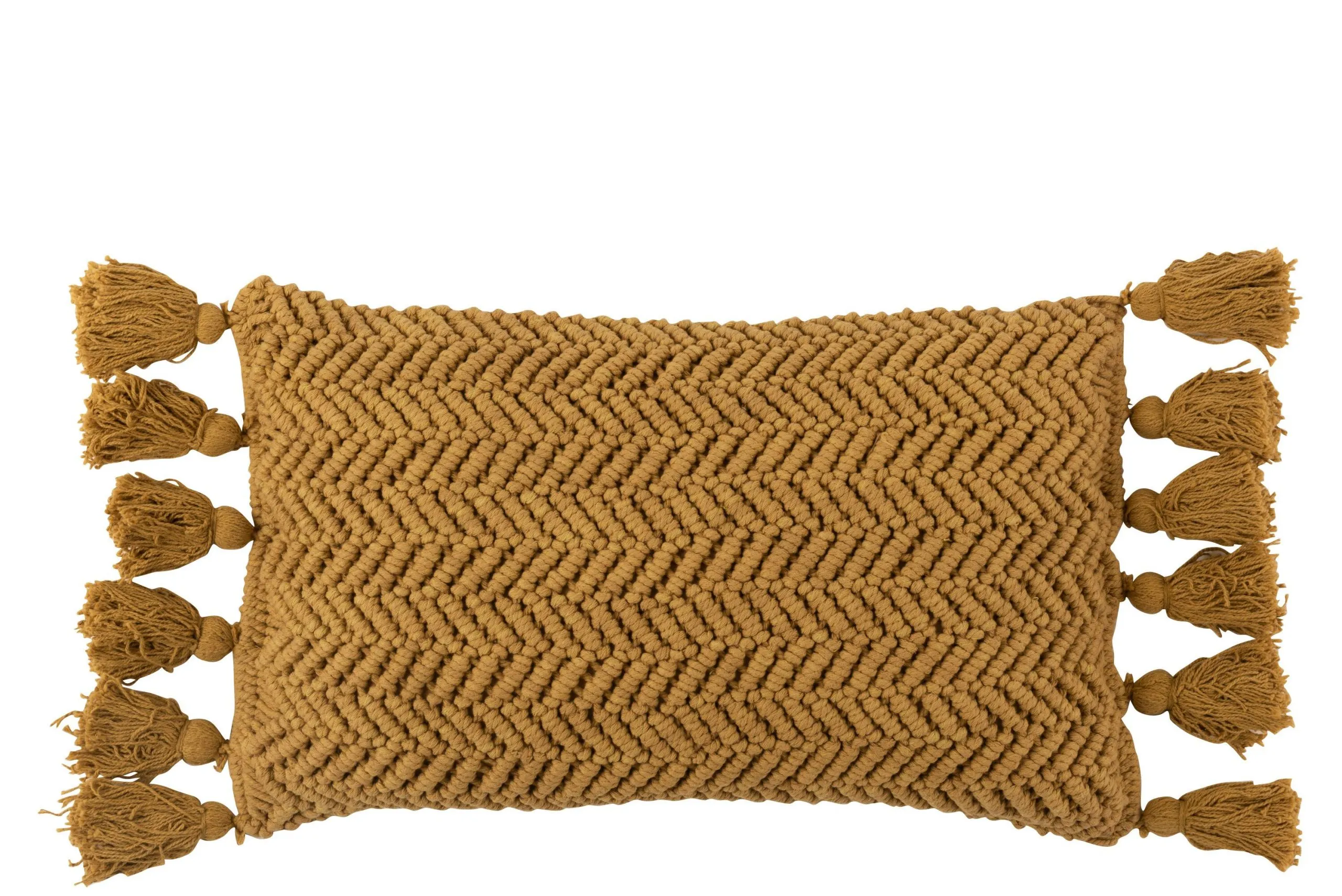 Coussin floches coton rectangulaire ocre