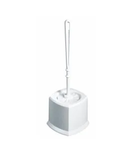 Pot à balai et brosse toilettes carré blanc plastique Gilac