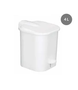 Poubelle à pédale carré blanc plastique Gilac