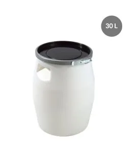 Fût Avec couvercle blanc plastique Ø 49,2 cm 43 cm 30 L fond plein parois pleines Gilac