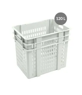 Manne à pain Sans couvercle beige plastique 64x45x55,5 cm 120 L fond ajouré parois ajourées Gilac